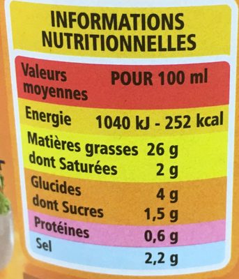 Vinaigrette moutarde à l'ancienne allégée en matières grasses - Valori nutrizionali - fr