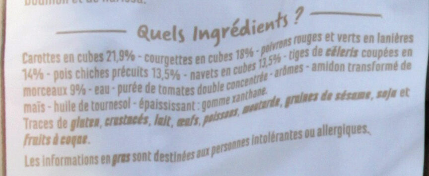 Légumes pour couscous - Ingrédients