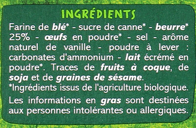 Galettes bretonnes BIO - Ingrédients