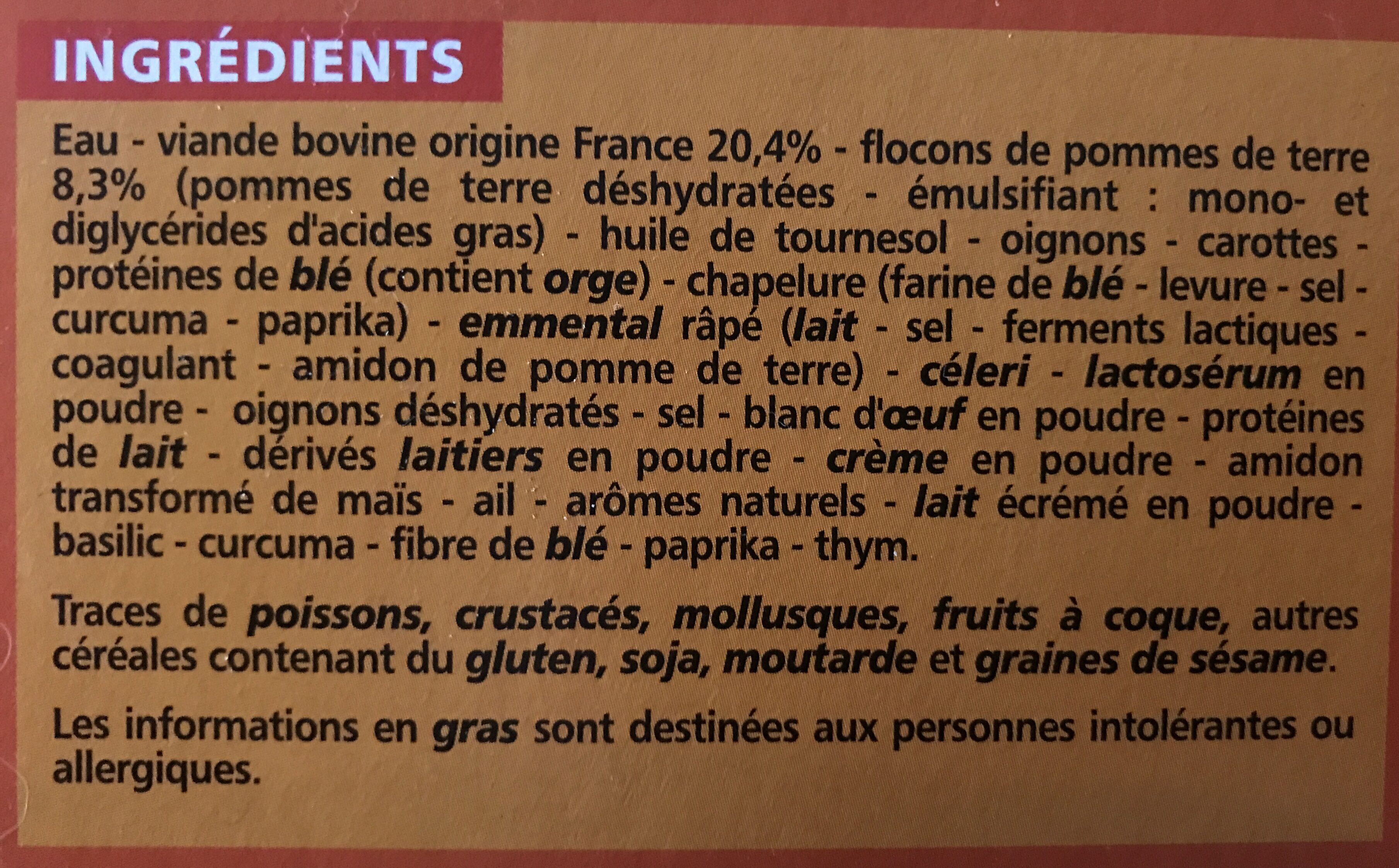 Hachis Parmentier - Ingredients - fr