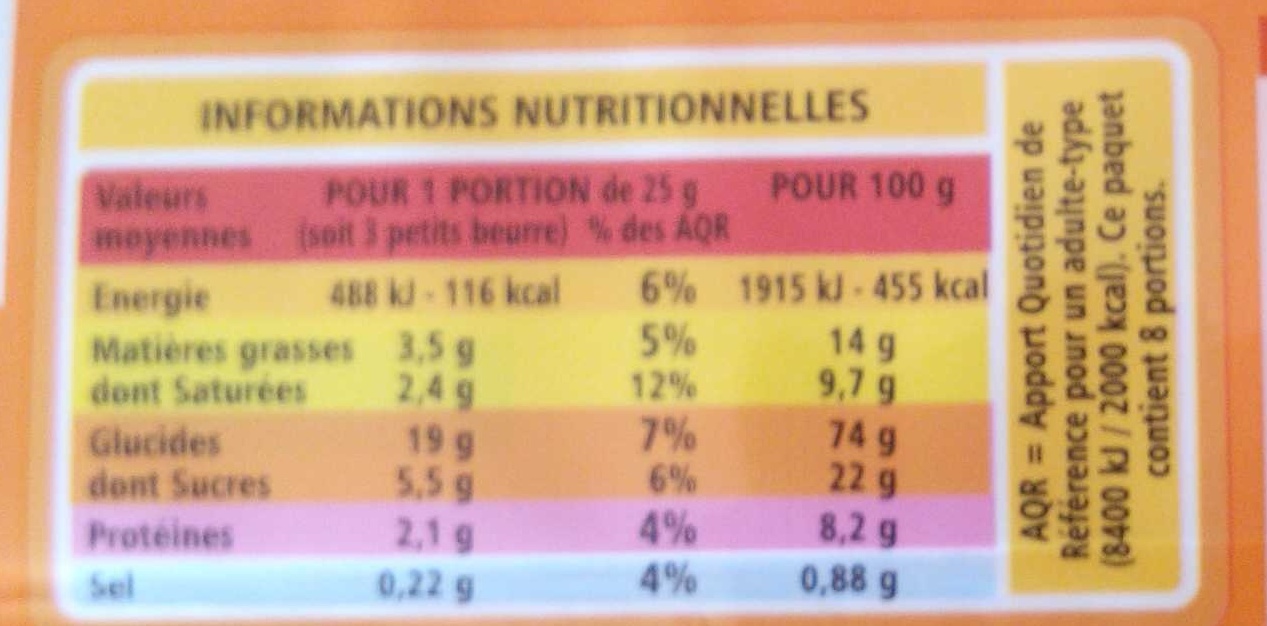 Le Petit Beurre - حقائق غذائية - fr
