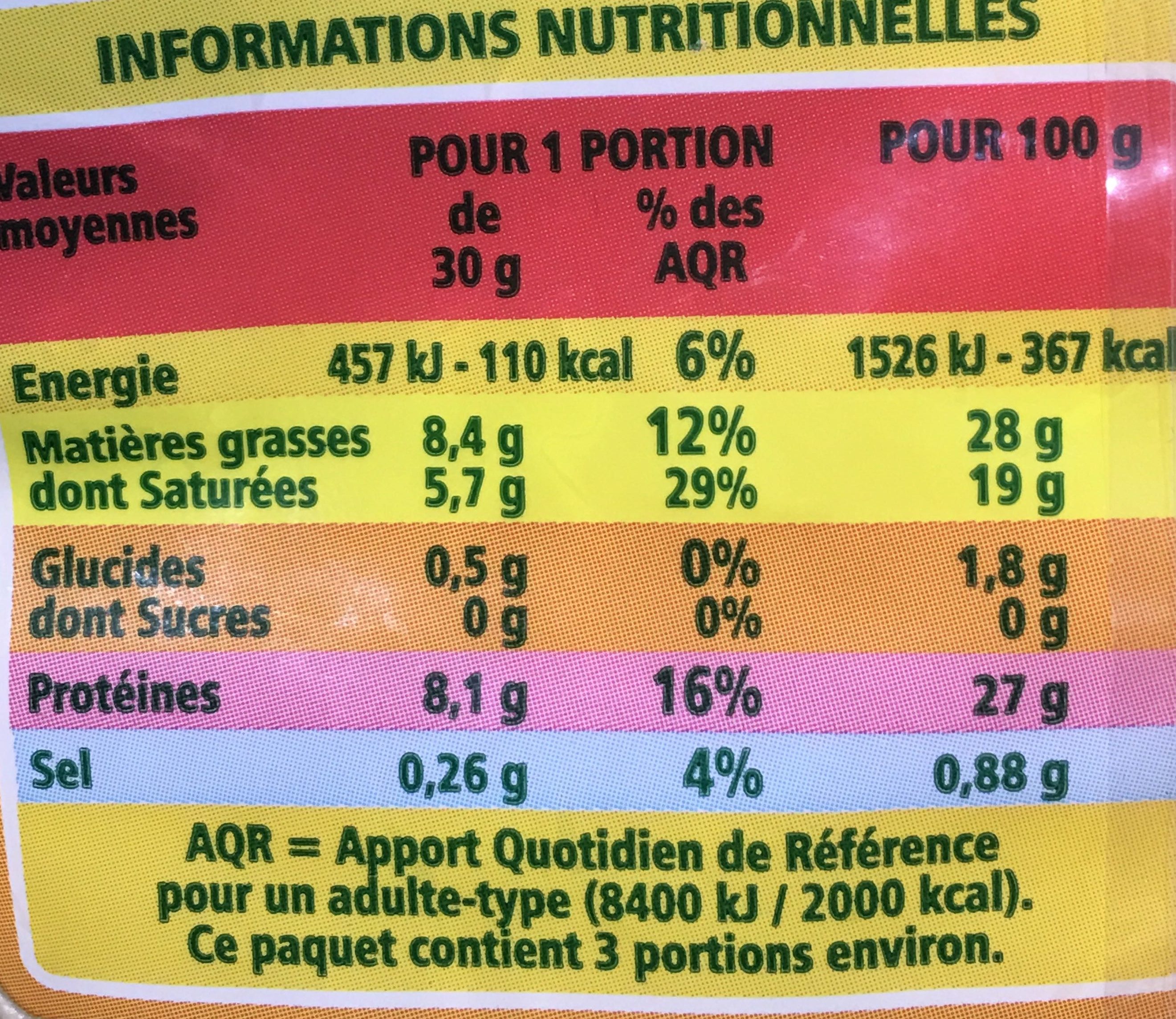 Emmental bio râpé - Nutrition facts - fr