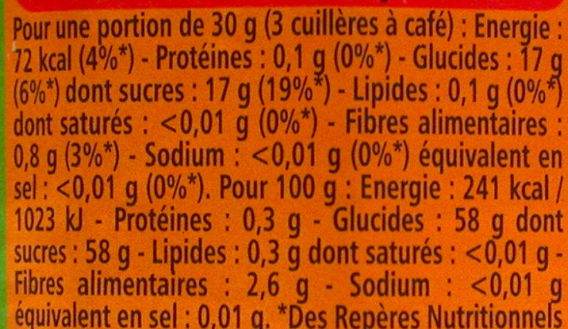 Myrtille confiture extra - Informació nutricional - fr