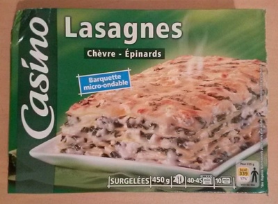 Lasagnes Chèvre-Épinards, Surgelées - Produit