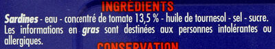 Sardines a la sauce tomate - Ingrédients