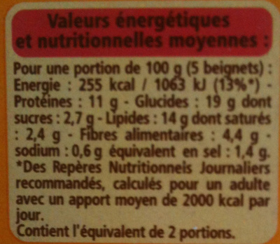 Nuggets de Poulet - Nutrition facts - fr