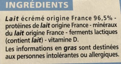 Yaourt brassé nature 0% mat. gr. - Ingredienser - fr