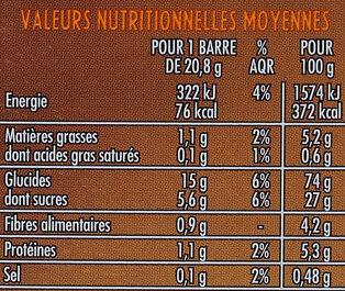 Barres céréales abricot - Nutrition facts - fr