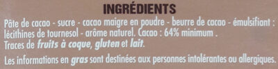 Noir dessert corsé 64% de cacao - Ingredients - fr