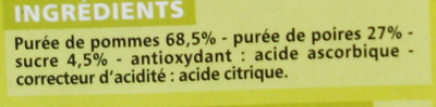 Compote allégée Pommes Poires 30% de sucres en moins - Ingrédients