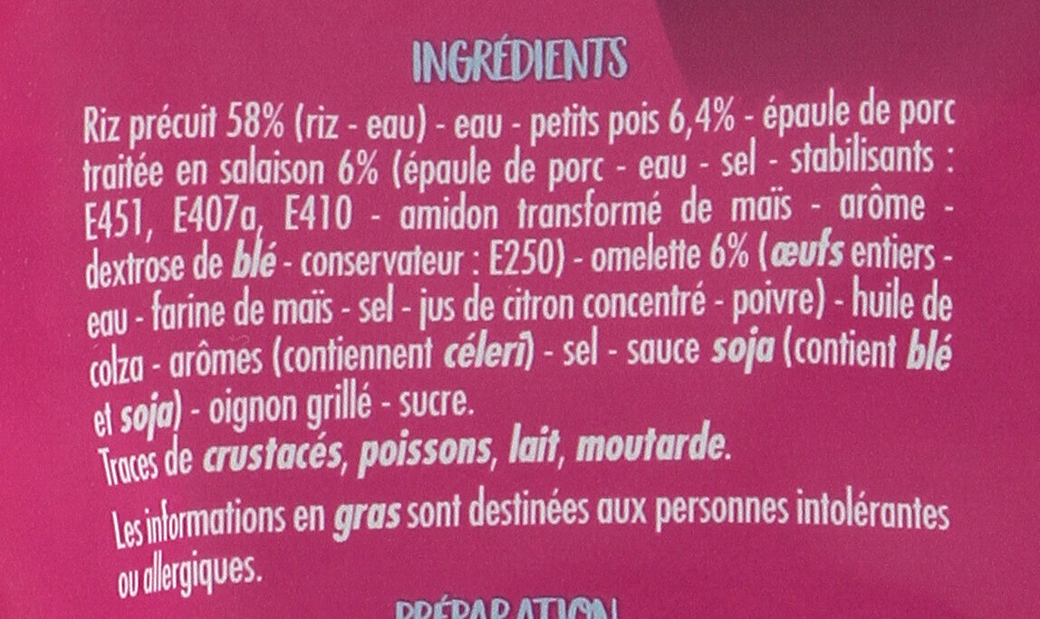 Riz cantonais - Ingredientes - fr