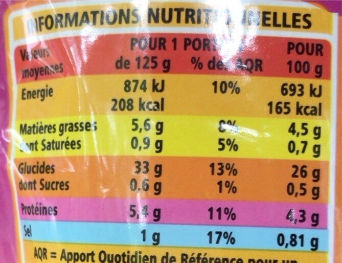 Riz cantonais - Información nutricional - fr