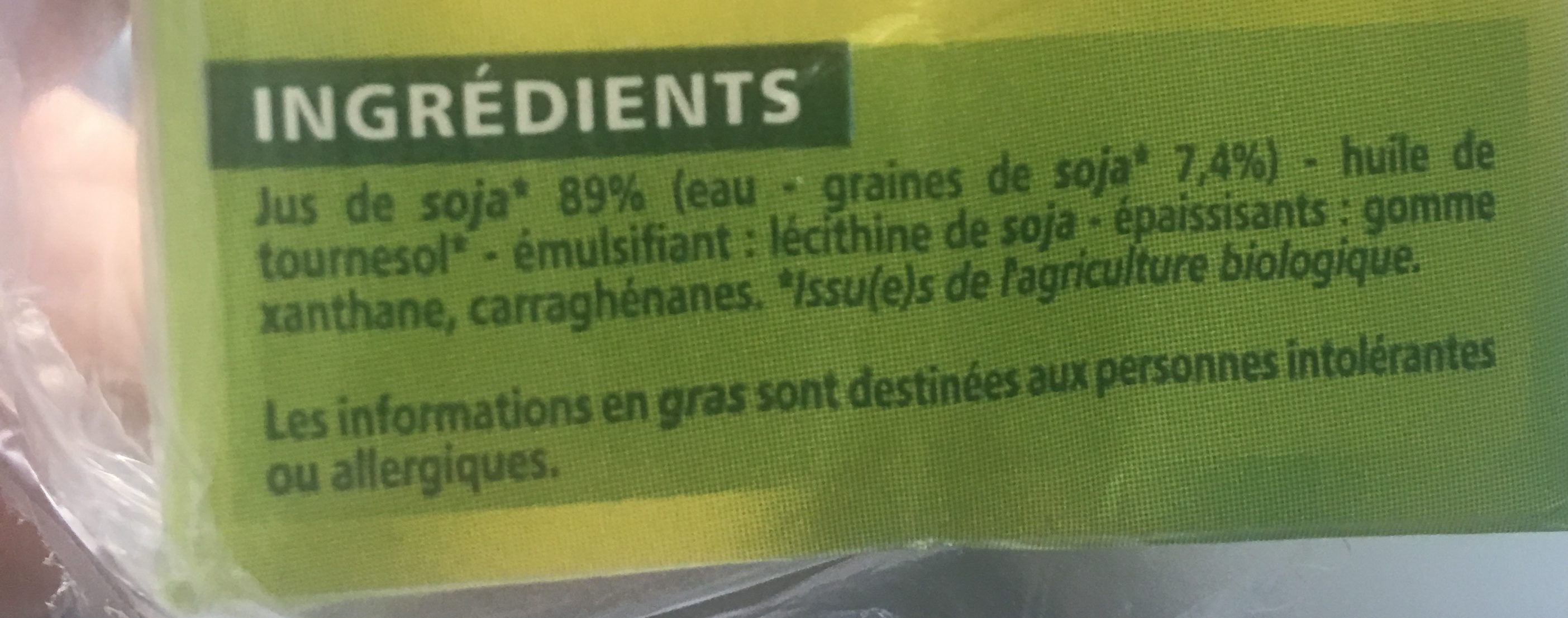 Bio Soja cuisine - Ingredientes - fr