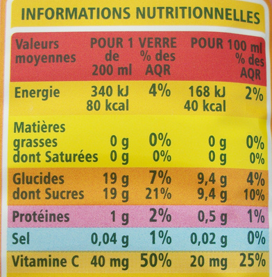 100% Pur Jus Pamplemousse rose avec pulpe - Nutrition facts - fr