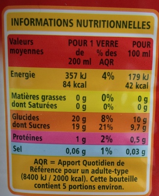 100 % Pur jus de pomme - Nutrition facts - fr