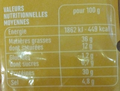 Saucisson sec pur porc qualité supérieure Label Rouge - Näringsfakta - fr