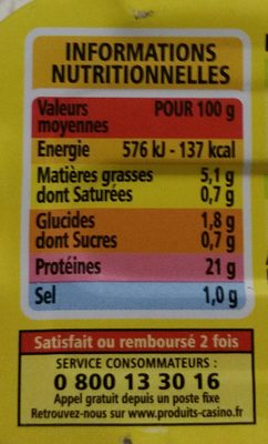 Filets de thon au citron - Información nutricional - fr