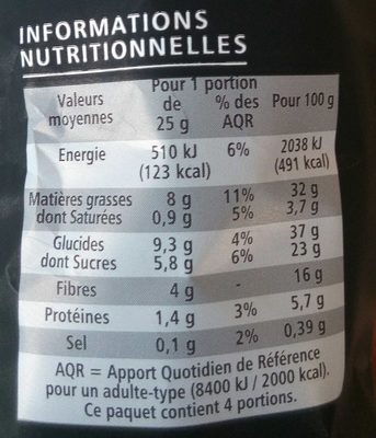 Chips aux 4 Légumes - Nutrition facts - fr