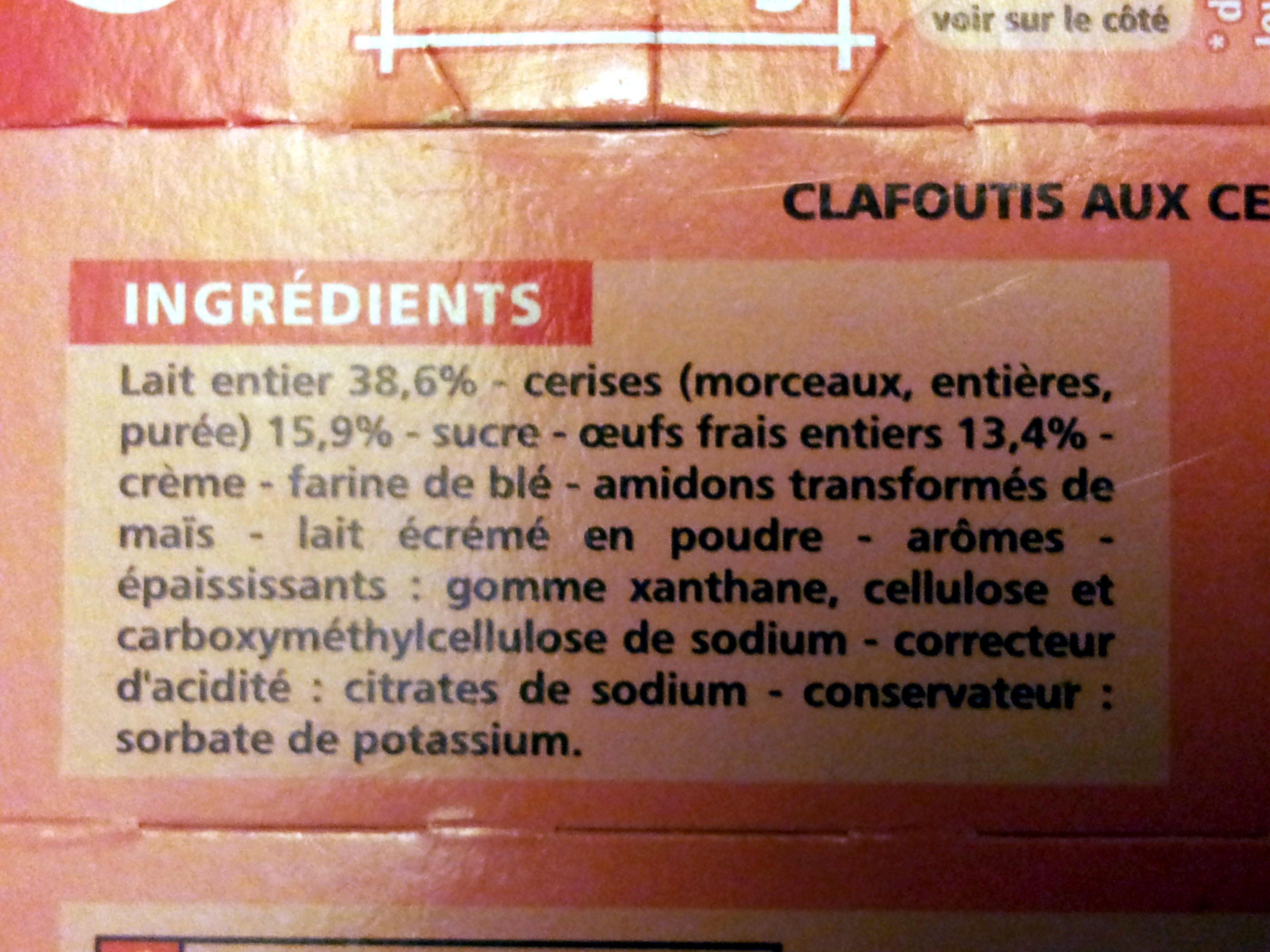 Clafoutis Cerises - Ingredientes - fr