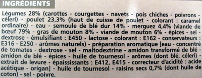 Couscous au poulet et merguez et ses petits légumes (2 portions) - المكونات - fr