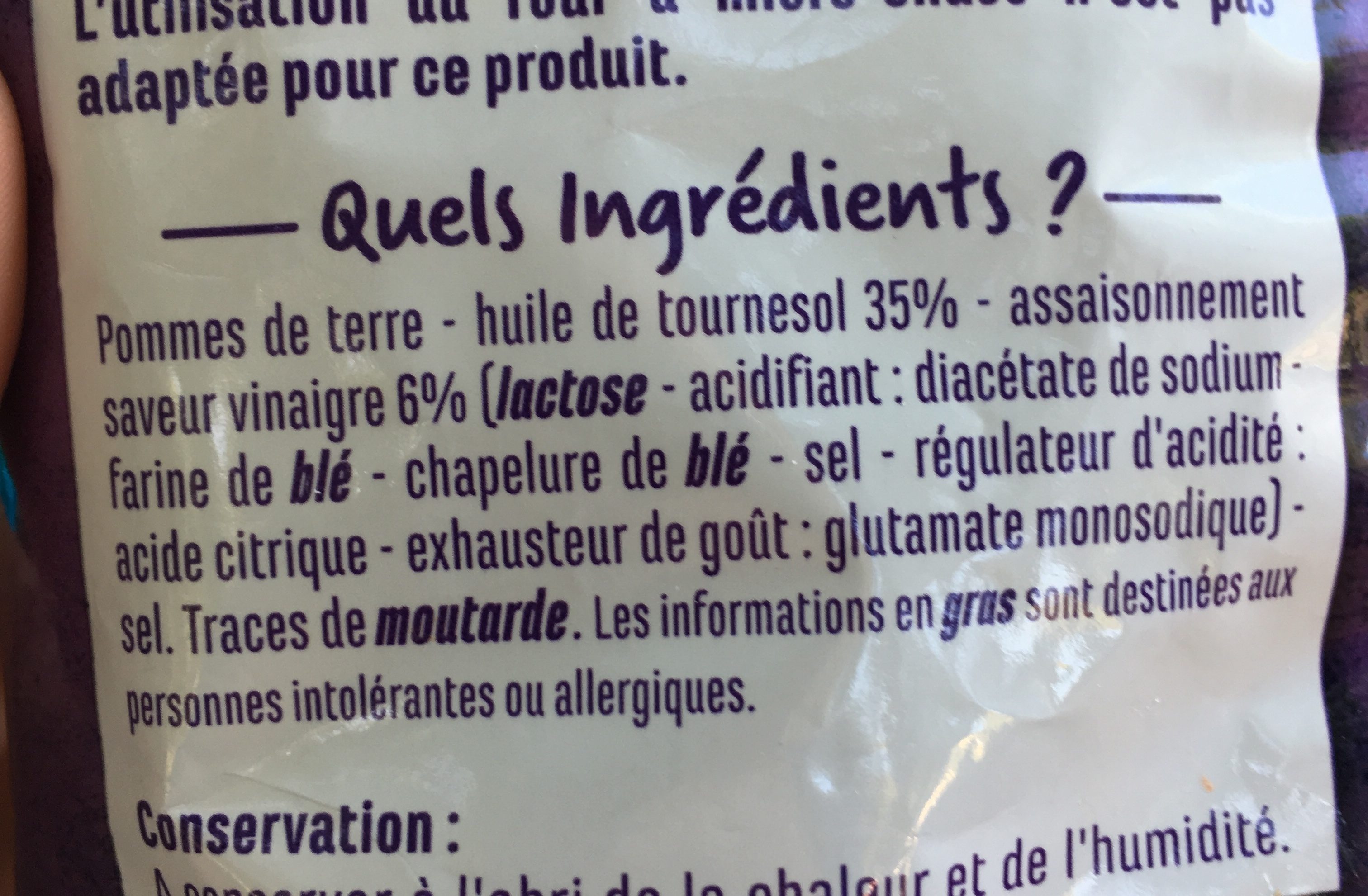 Chips saveur vinaigre - Ingredienti - fr