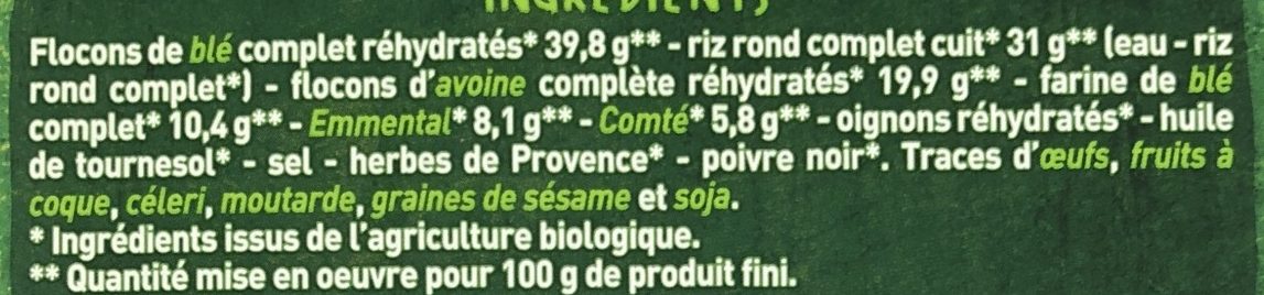 Fines galettes de céréales complétes aux deux fromages CASINO BIO - Ingredients - fr