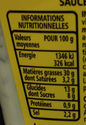 Sauce sauce frites - Nutrition facts - fr