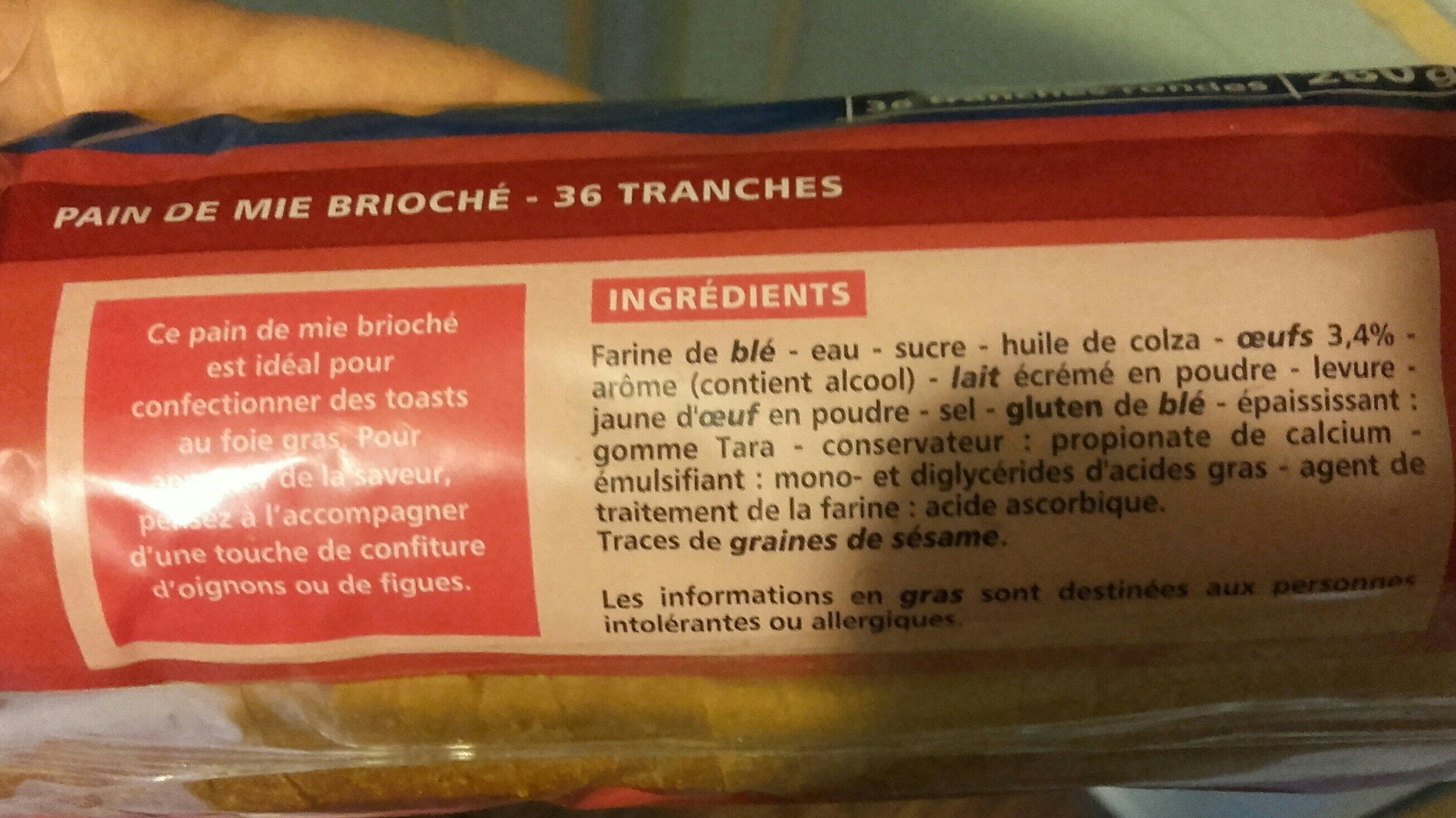 Pain de mie pour toast brioché spécial foie gras - المكونات - fr