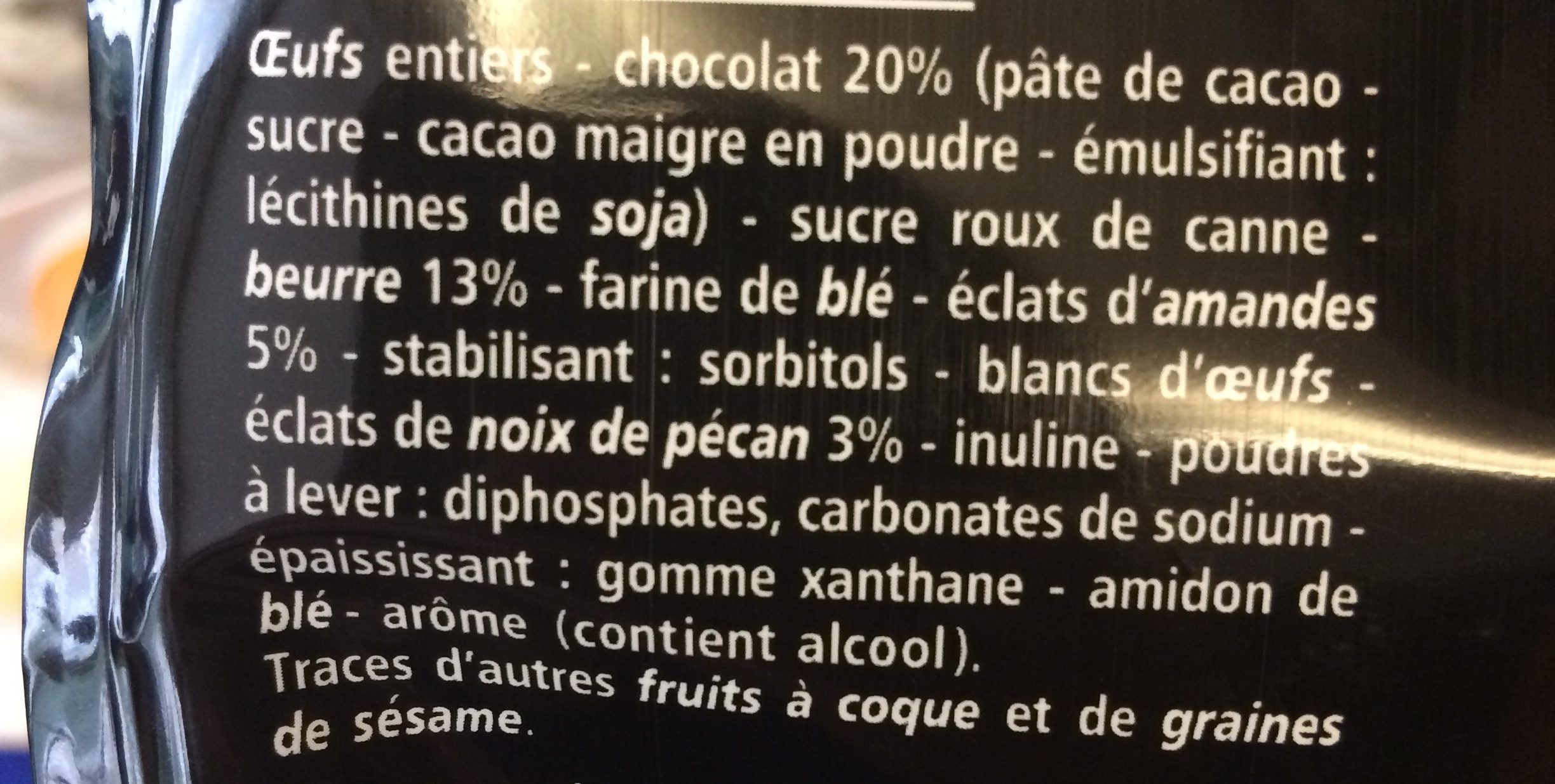 MINI FONDANT AU CHOCOLAT ET AUX ECLATS D'AMANDES et NOIX DE PECAN - Ingredients - fr