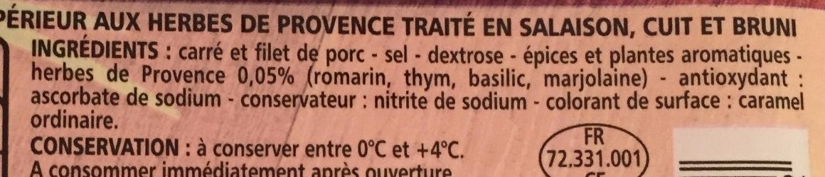 Rôti de porc aux herbes de Provence - المكونات - fr