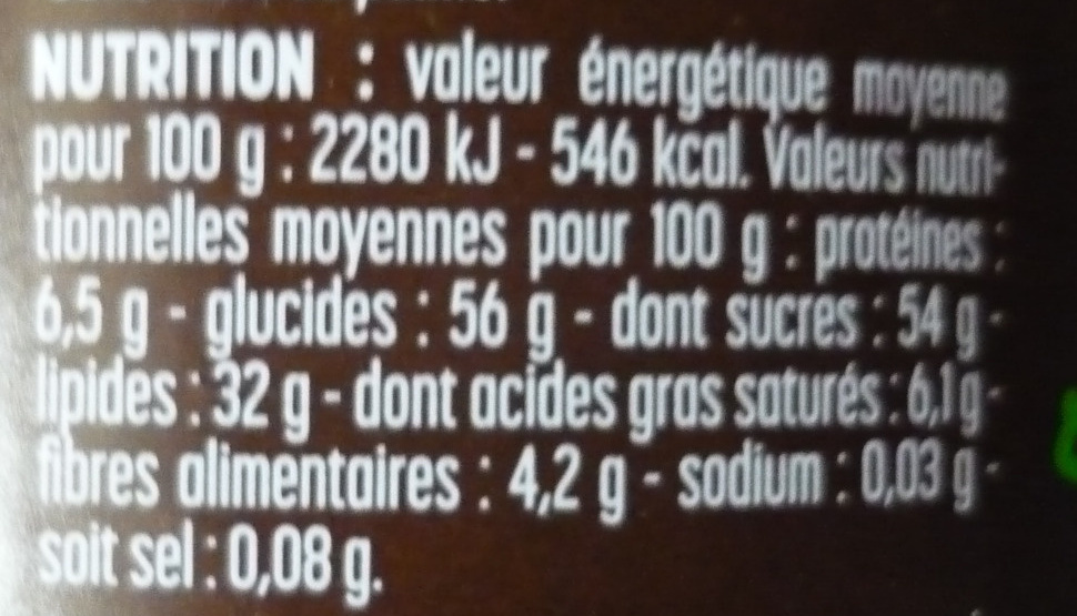 Je suis noisette la première pâte à tartiner sans huile de palme - Nutrition facts - fr