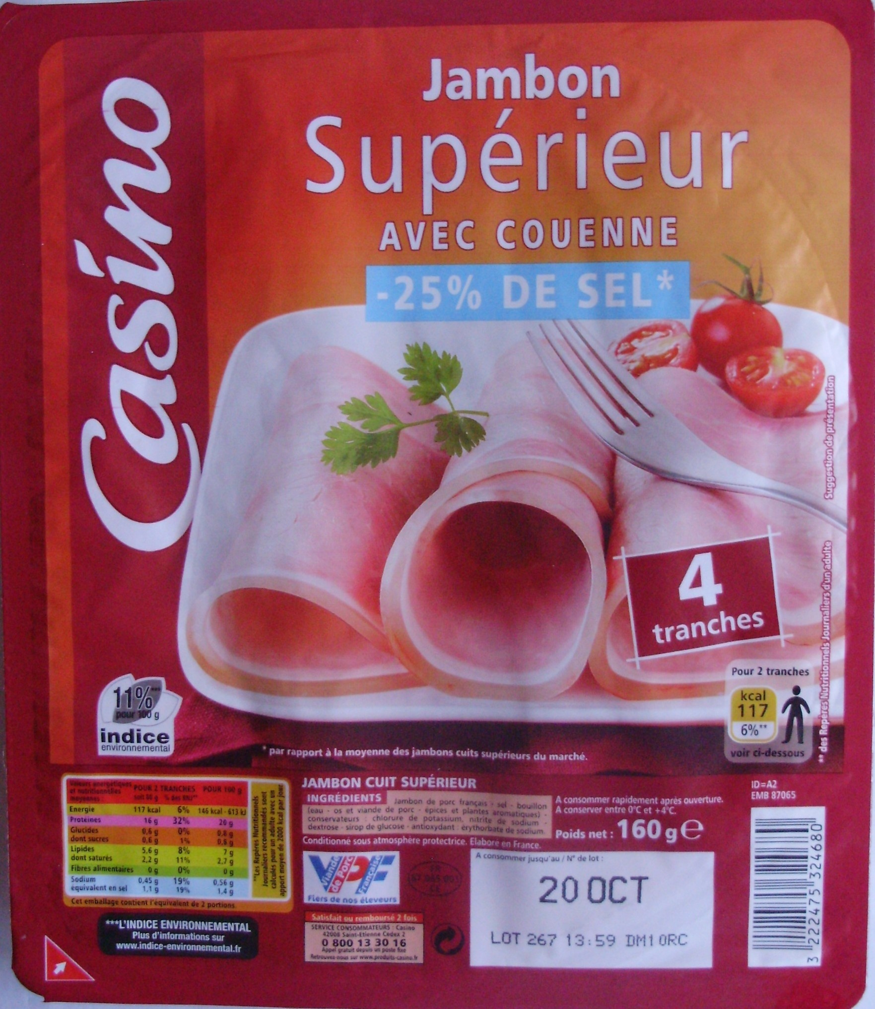 Jambon Supérieur -25 % de Sel Avec Couenne - Product - fr
