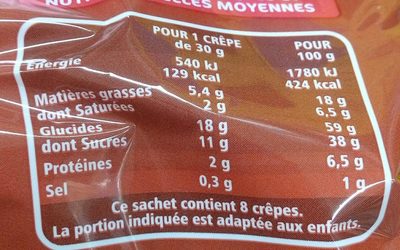 Crêpes fourrées coeur choco - Nutrition facts - fr