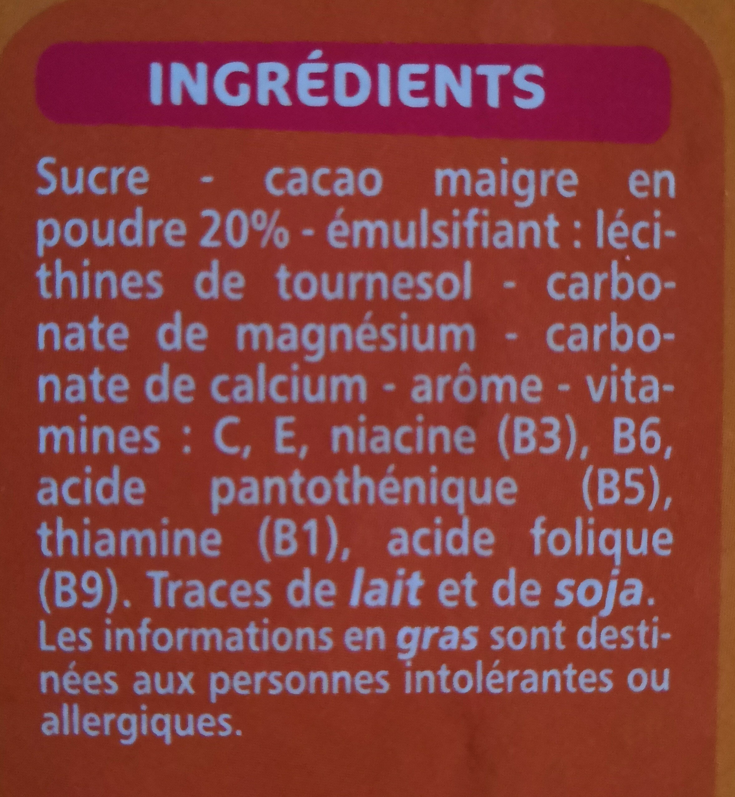 Poudre cacaotée - Zutaten - fr