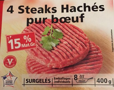 4 Steaks hachés pur boeuf 15% MG - Product - fr