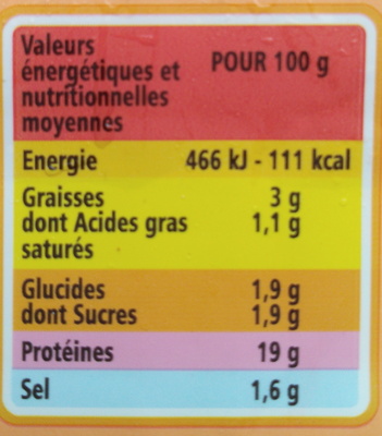 Jambon cuit de Paris Découenné - Dégraissé - Nutrition facts - fr