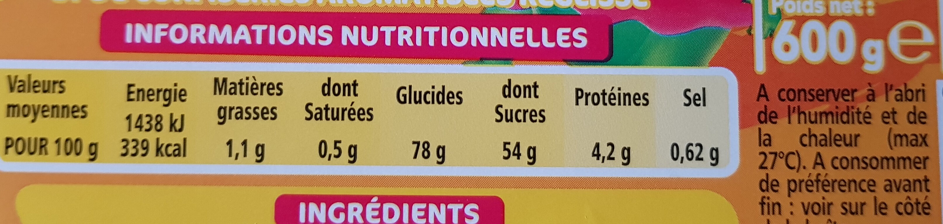 Mix de bonbons - Nutrition facts - fr
