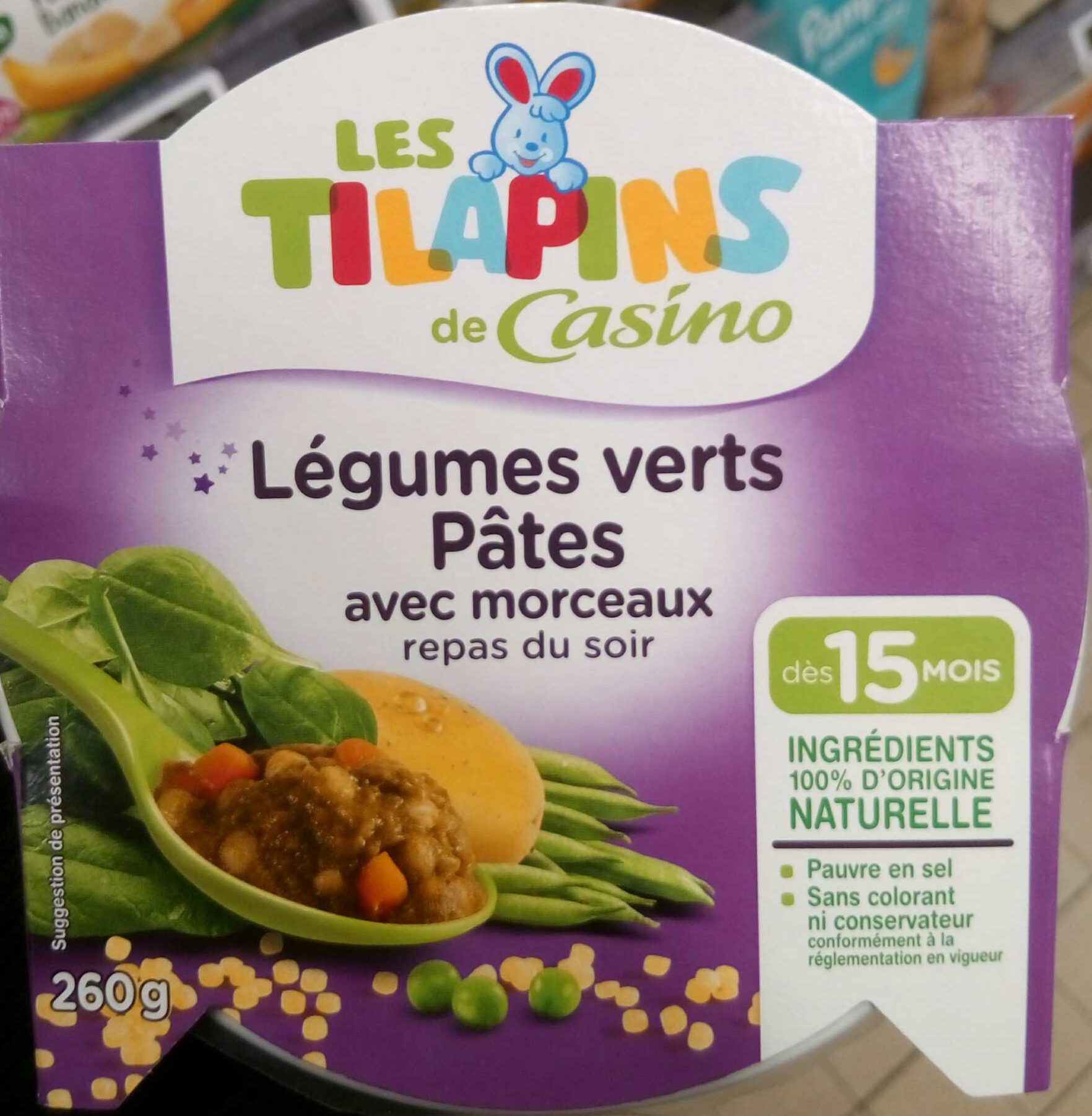 Légumes verts Pâtes avec morceaux repas du soir - Product - fr