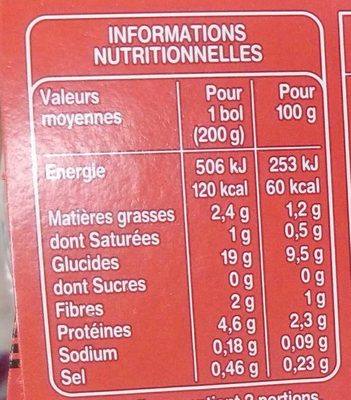Courgettes Veau Riz avec morceaux - Nutrition facts - fr