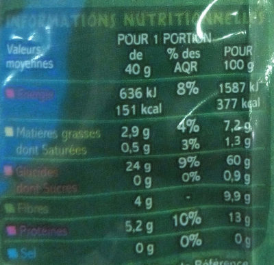 Flocons d'avoine - Nutrition facts - fr