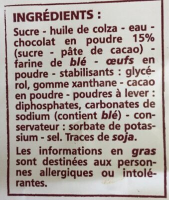 Préparation pour Fondant au chocolat - Ingredients - fr