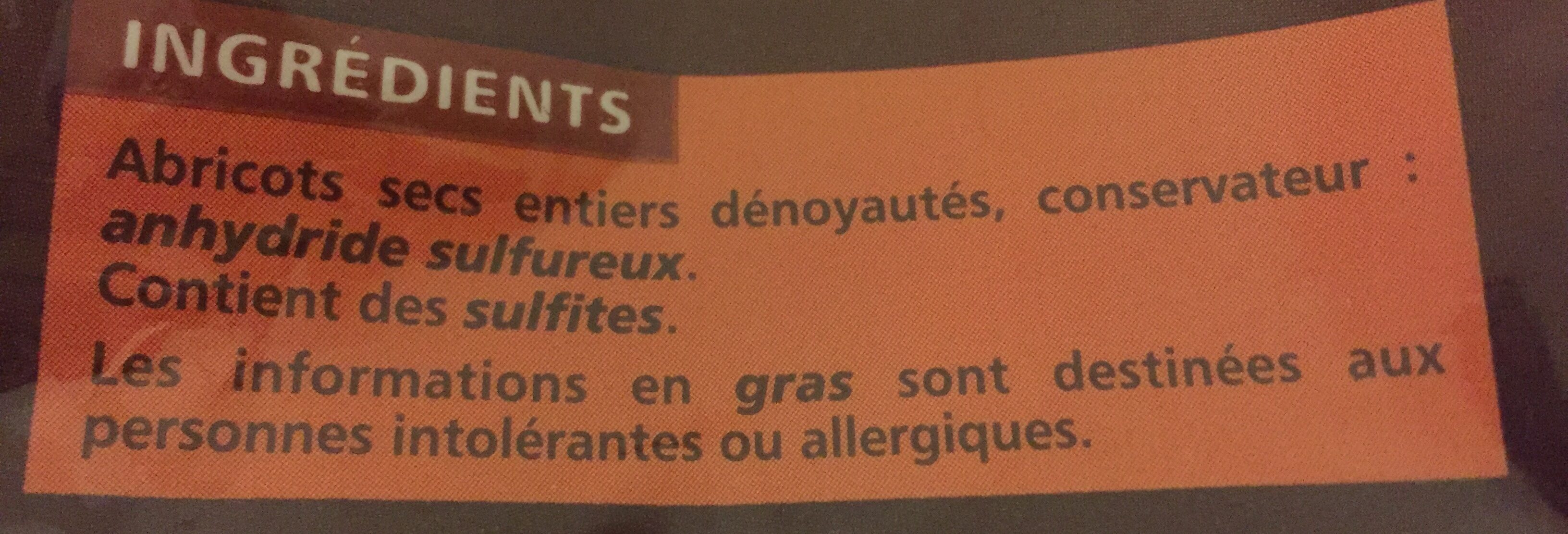 Abricots secs 250 g - Ingredients - fr