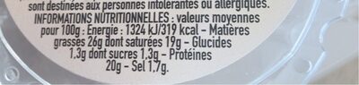 Crottin de Chavignol Appellation d'Origine Protégée au lait cru - Nutrition facts - fr