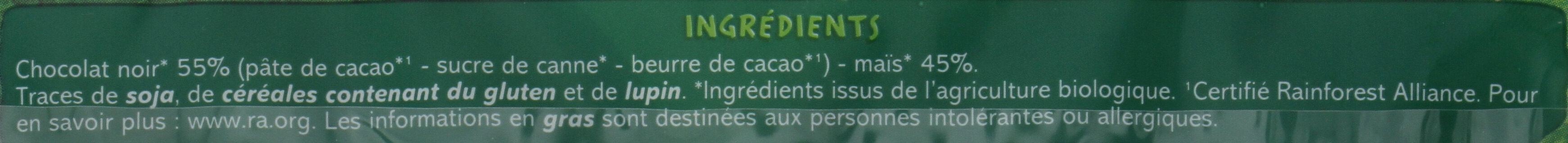 Galettes de maïs au chocolat noir bio - Ingredients - fr