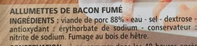 Allumettes de bacon fumé - Ingrédients