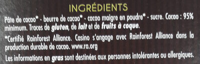 Chocolat noir dégustation 95% - Ingredients - fr