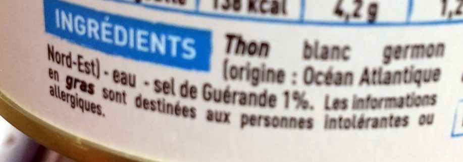 Thon blanc Germon au naturel au sel de Guérande - Ingrédients