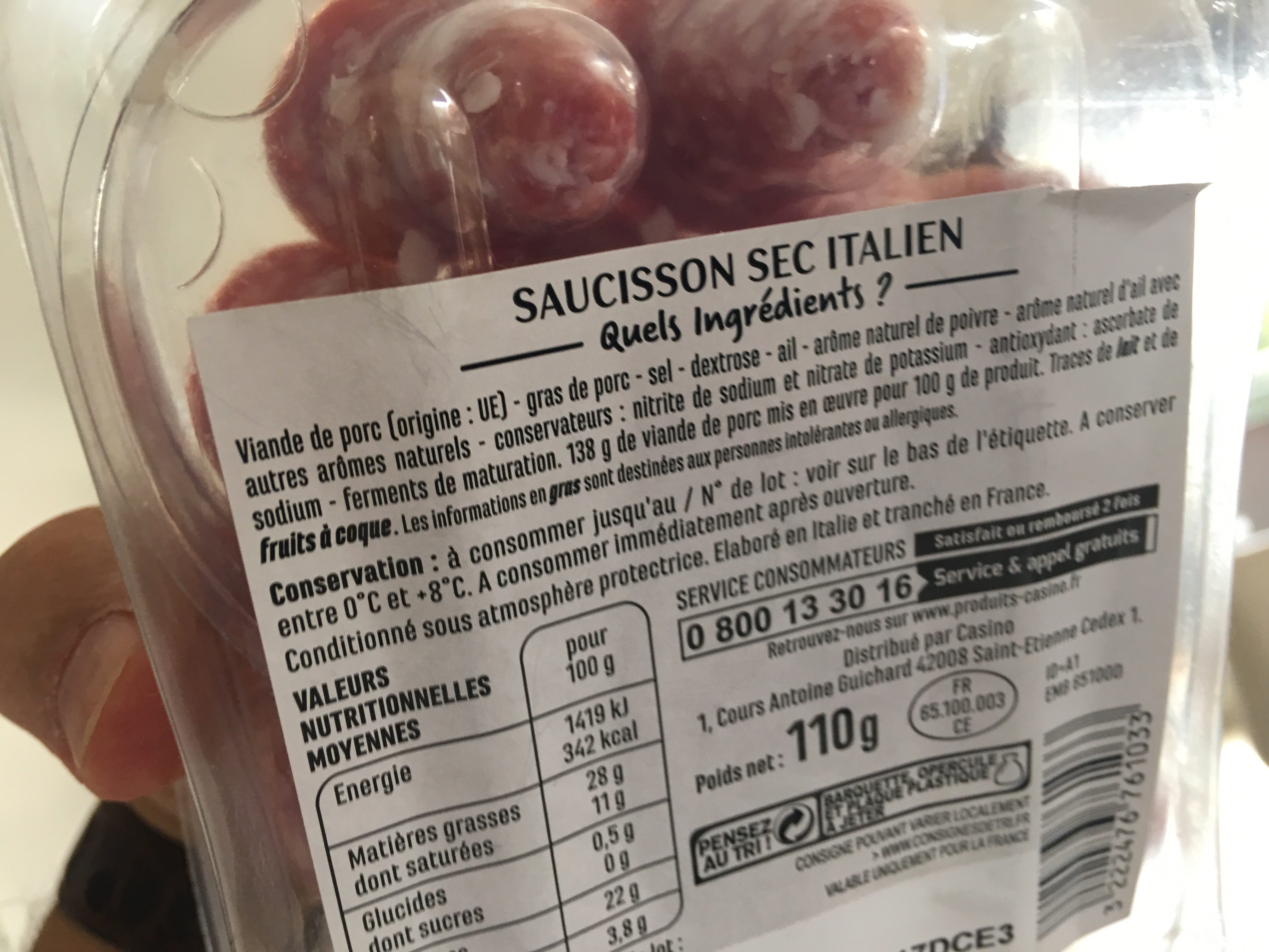 Rosaces de saucisson sec italien - Ingredients - fr