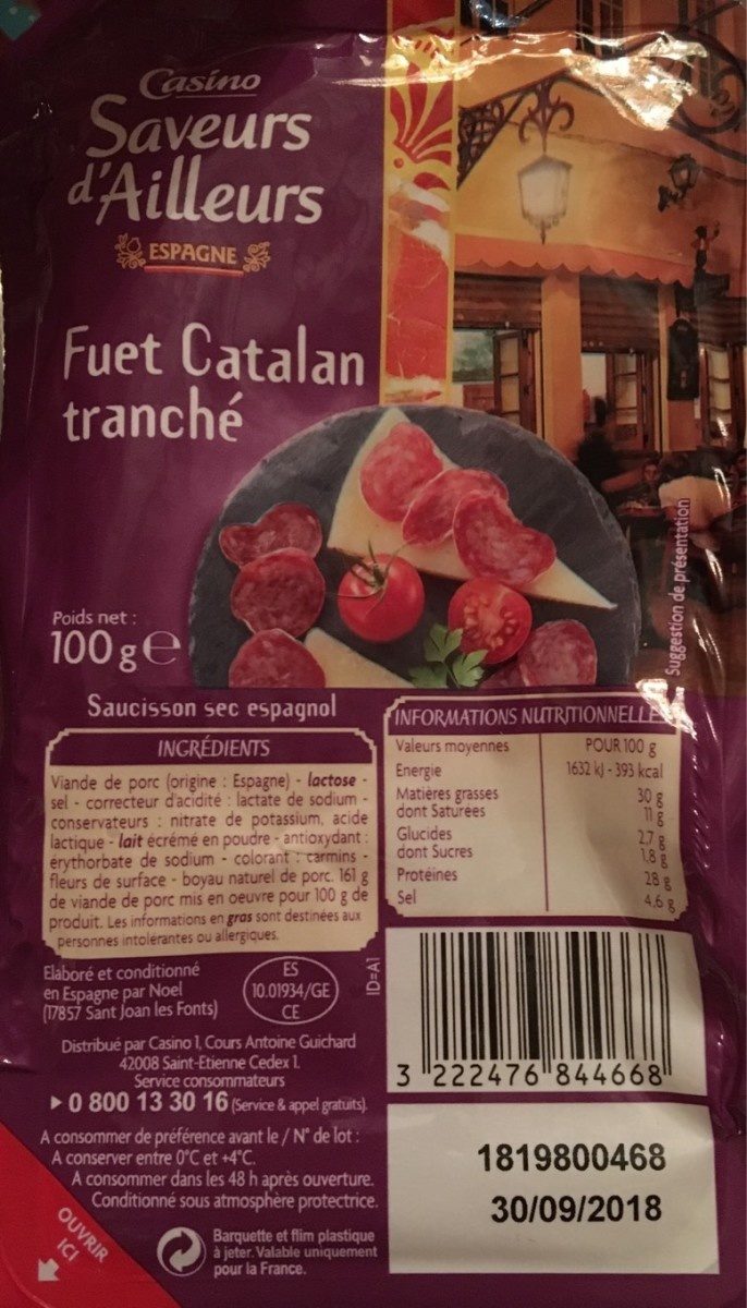 Fuet Catalan Tranché - Product - fr
