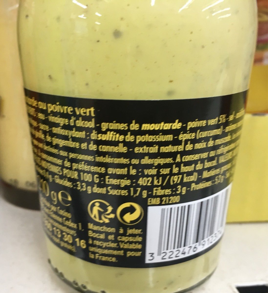 Moutarde au poivre vert - Zutaten - fr